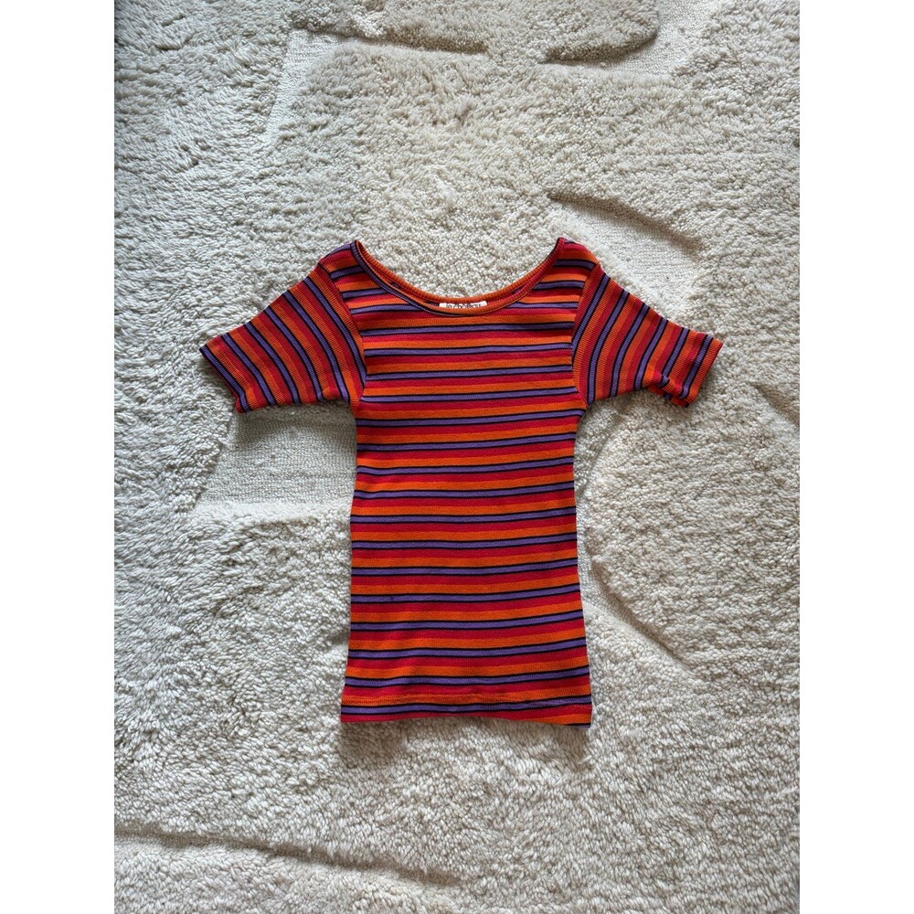 Vintage 90s Le Chateau Ribbed Striped Scoop Neck Top Small